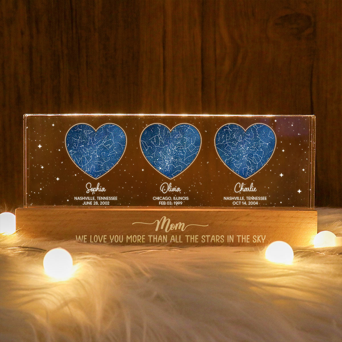 Under This Sky You Became Our Mom Custom Star Map Personalized Acrylic LED Night Light, Heartfelt Gift Birthday Gift Just Because Gift For Mom