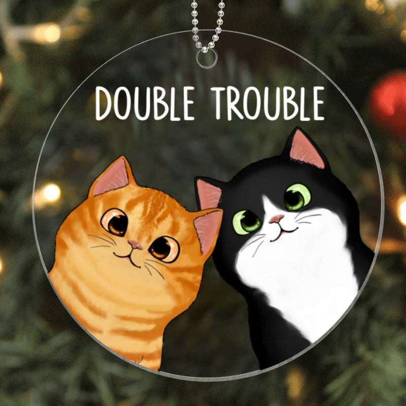 Peeking Cats Double Trouble Personalized Acrylic Ornament