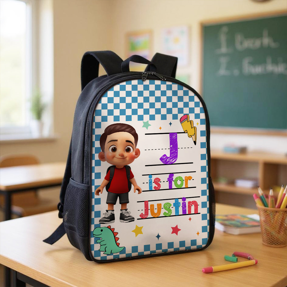 Back To School Gift For Kid, Custom Name Retro Personalized Backpack