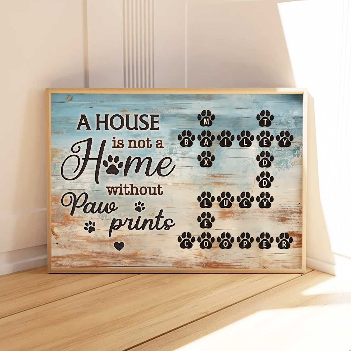 Paw Prints Crossword Puzzle Art Pet Love Home Decor Personalized Poster