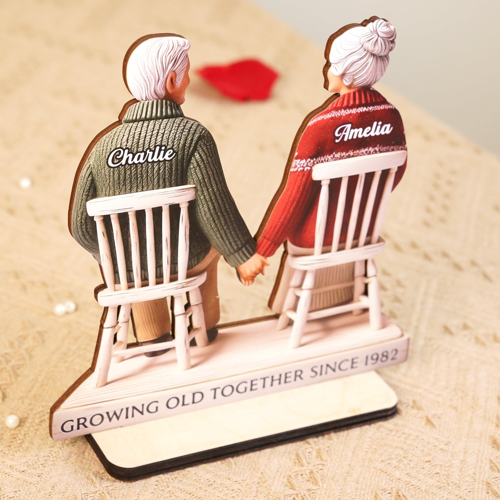 3D Effect Eternal Love Couple Growing Old Together - Personalized Wooden Plaque - Heartfelt Gift For Couple, For Him, For Her, Husband, Wife