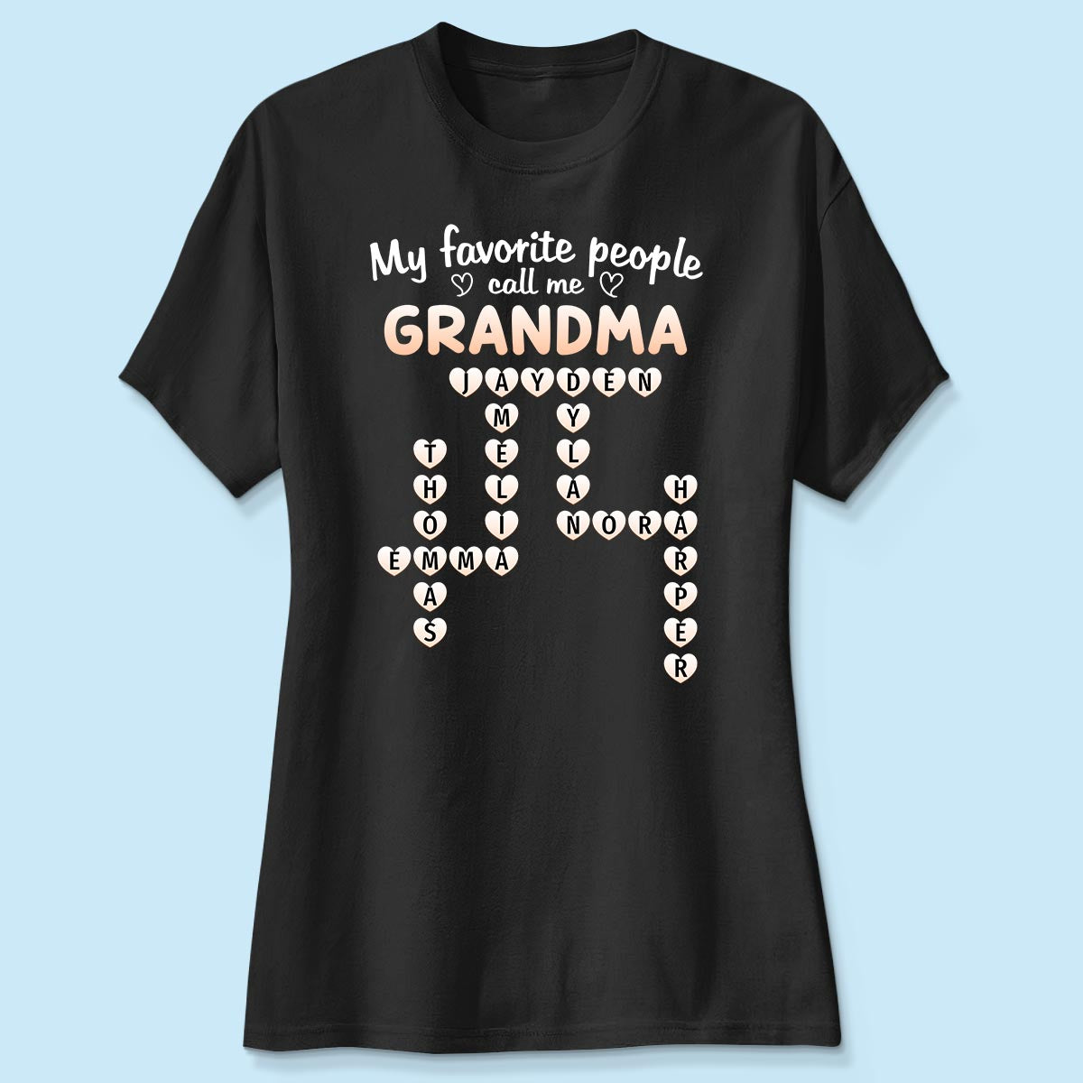 Favorite People Call Me Grandma Crossword Puzzle - Personalized Shirt - Mother's Day Gift For Grandma