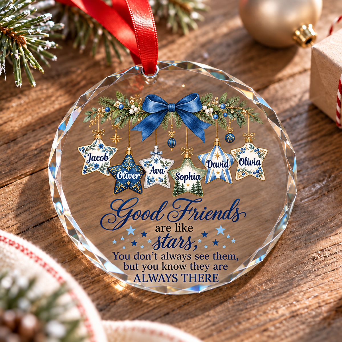 Good Friends Are Like Stars - Personalized Glass Ornament - Christmas Gift for Best Friends