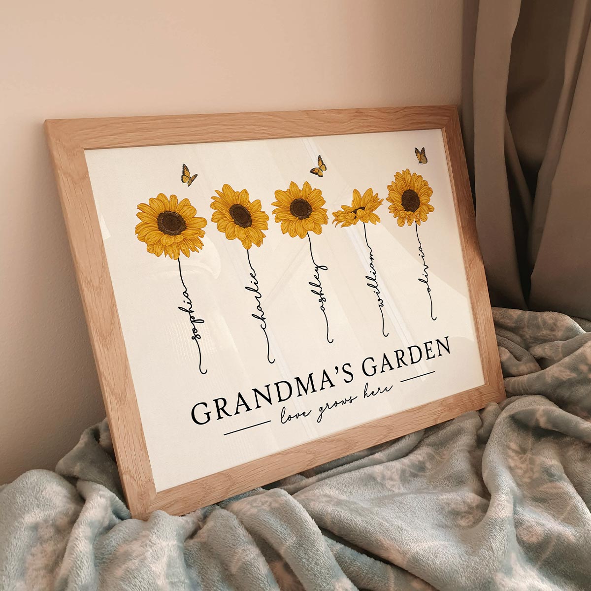 Grandma‘s Garden Love Grows Here Sunflower Gift For Grandma Nana Mom Personalized Poster