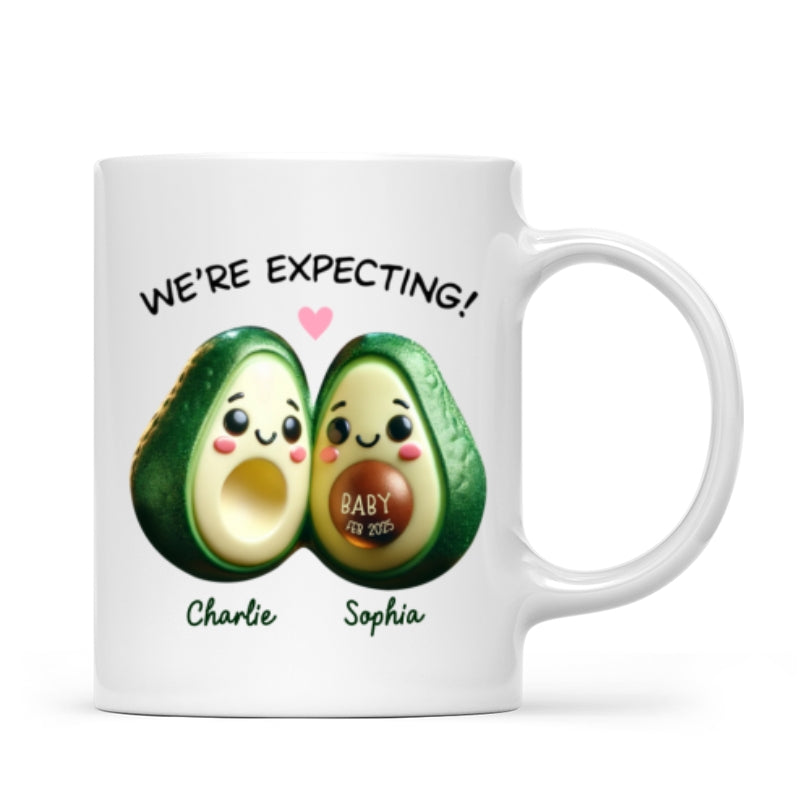 Avocado Couple Expecting Parents Pregnancy Announcement Keepsake Personalized Mug