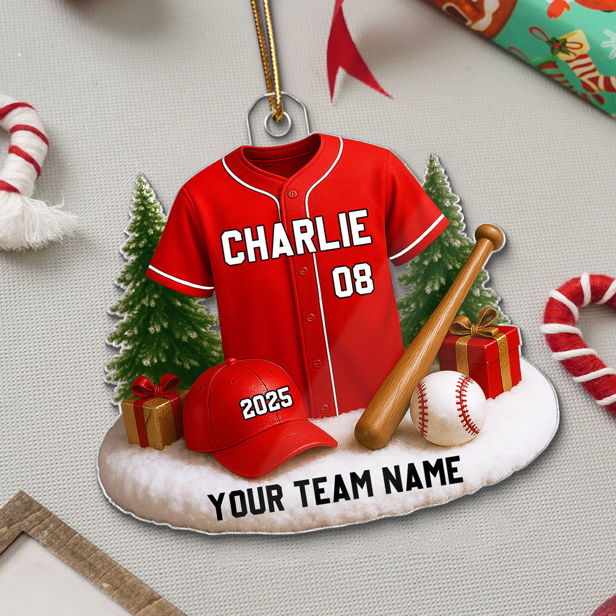 3D Effect Baseball Player Uniform - Personalized Acrylic Ornament - Gift For Baseball Players, Baseball Team