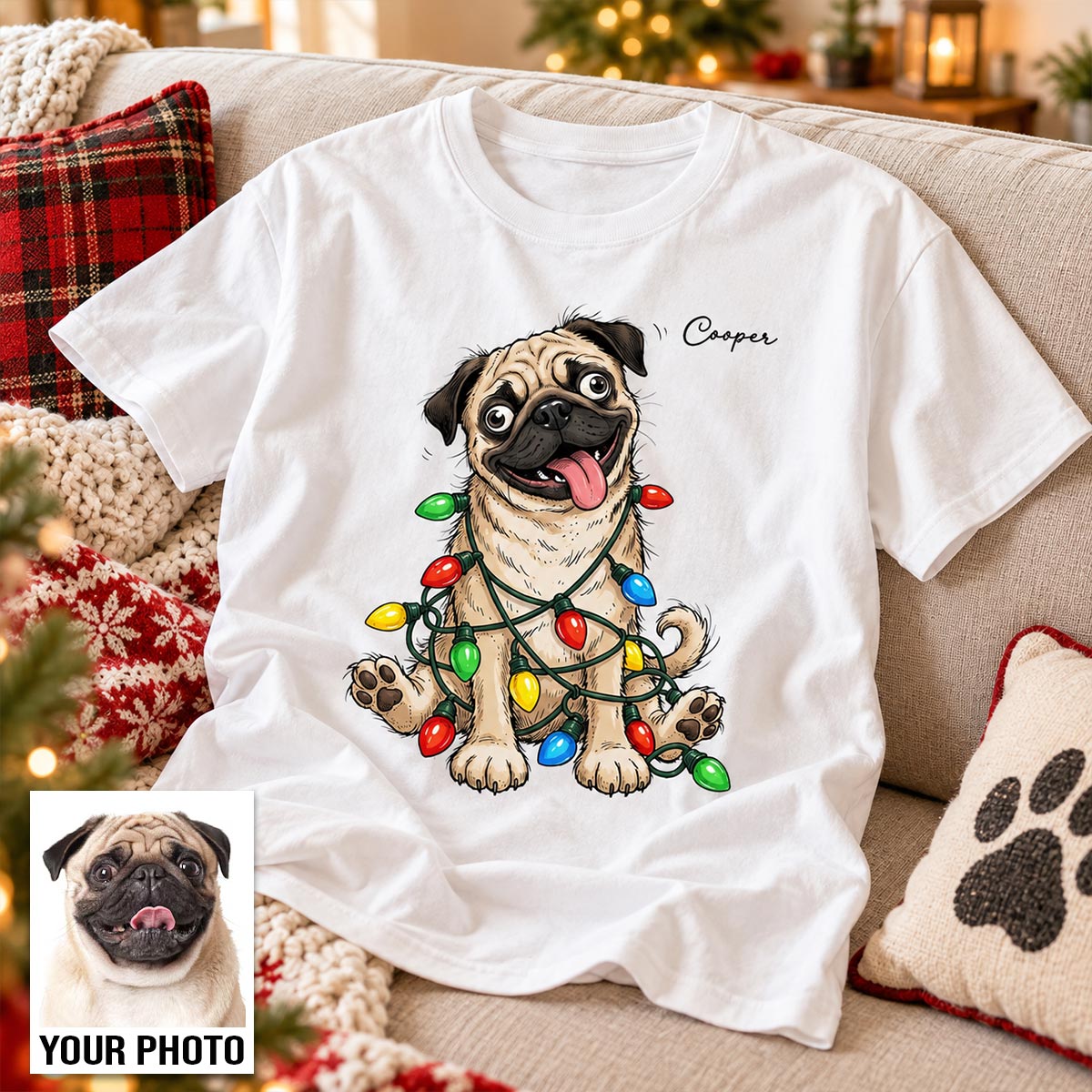 Custom Pet Portrait Quirky Silly Dog - Personalized Shirt - Funny Chri ...