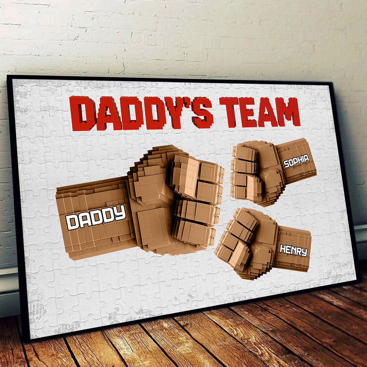 3D Effect Fist Bump Block Daddy Team Personalized Poster