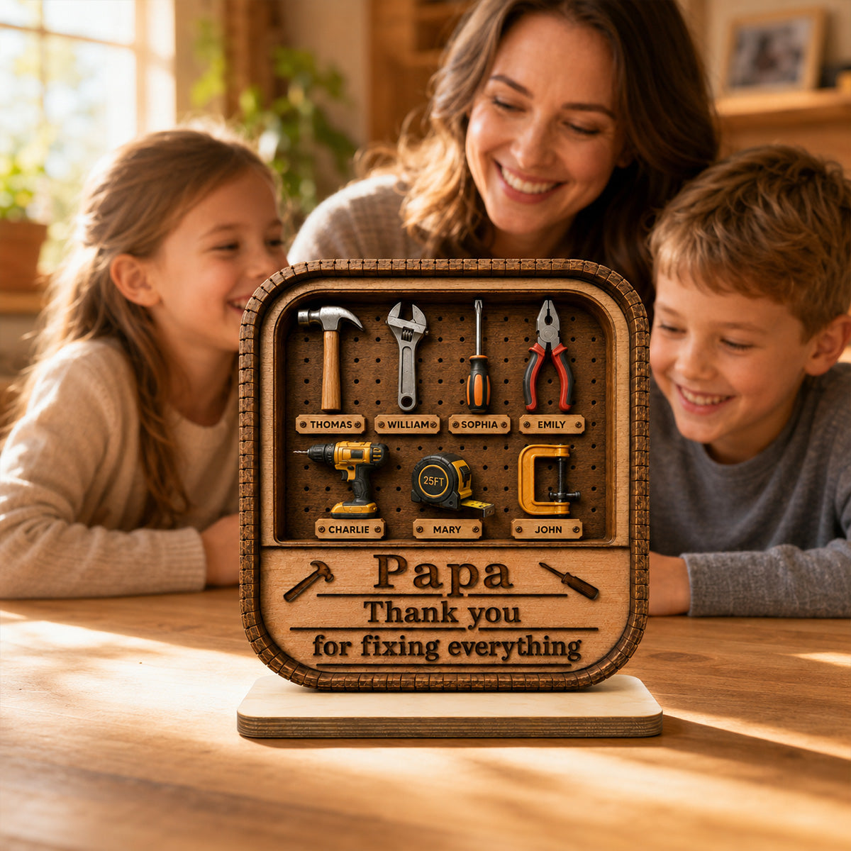 Dad Grandpa Tool Box - Personalized 2-Layered Wooden Plaque - Father's Day Gift For Dad, Husband