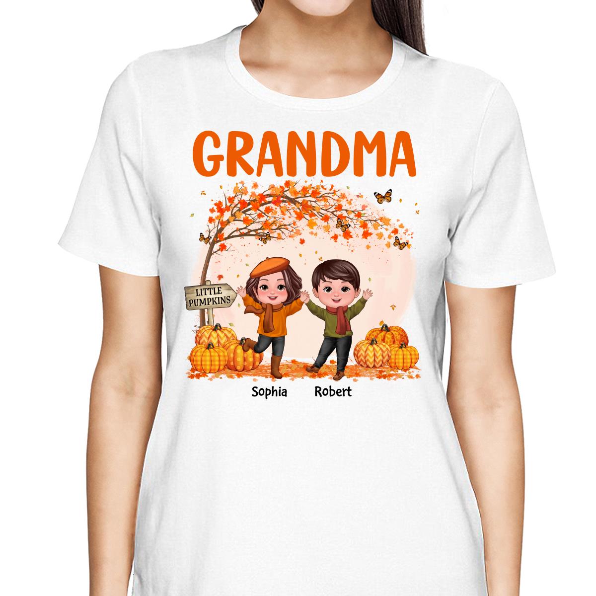 Fall Season Happy Doll Kids Under Tree Personalized Shirt