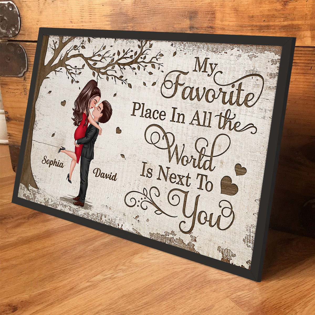 Favorite Place In The World Couple Kissing - Personalized Poster - Unique Valentine's Day Gift For Him, Gift For Her