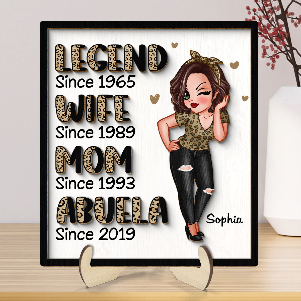 Legend Wife Mom Grandma Personalized 2-Layer Wooden Plaque