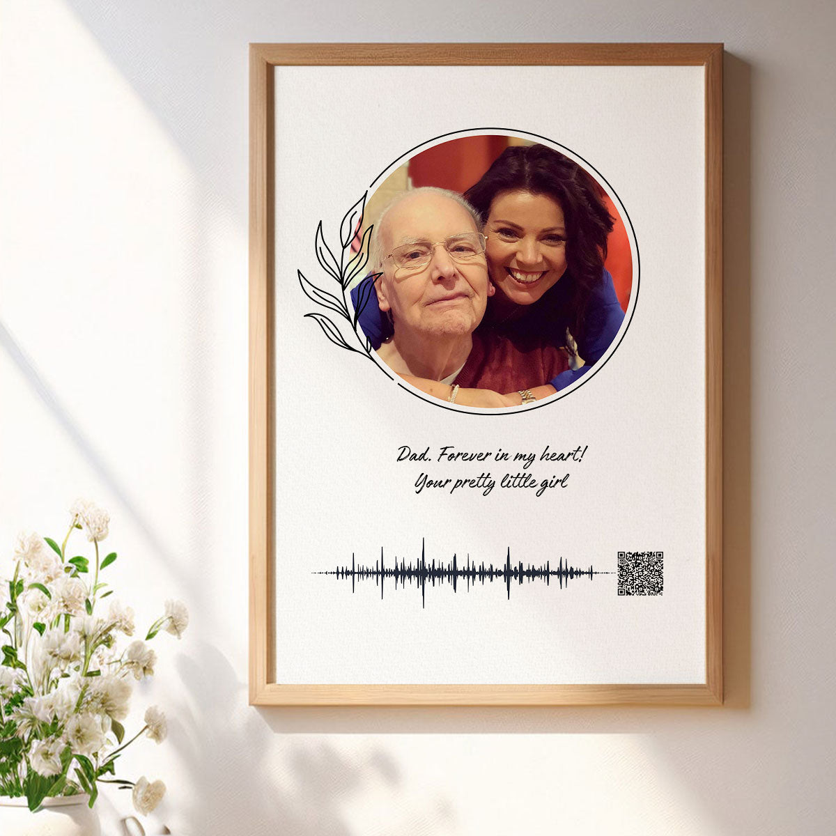 Heartfelt Voice Recording Gift for Mom, Grandma, Dad, Grandpa, Soundwave Art QR Code Personalized Poster
