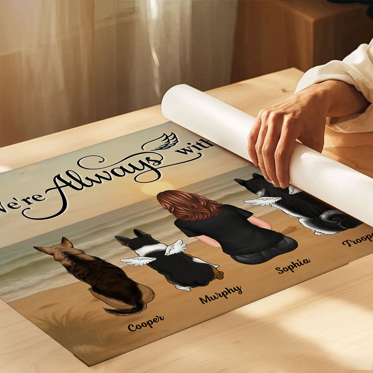 Retro Vintage Mountain Landscape Pet Dog Cat Memorial Personalized Poster