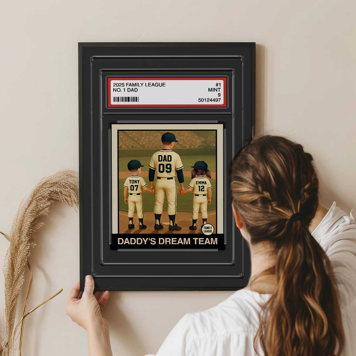 Baseball No. 1 Dad Man & Kids Trading Card Style Personalized Poster