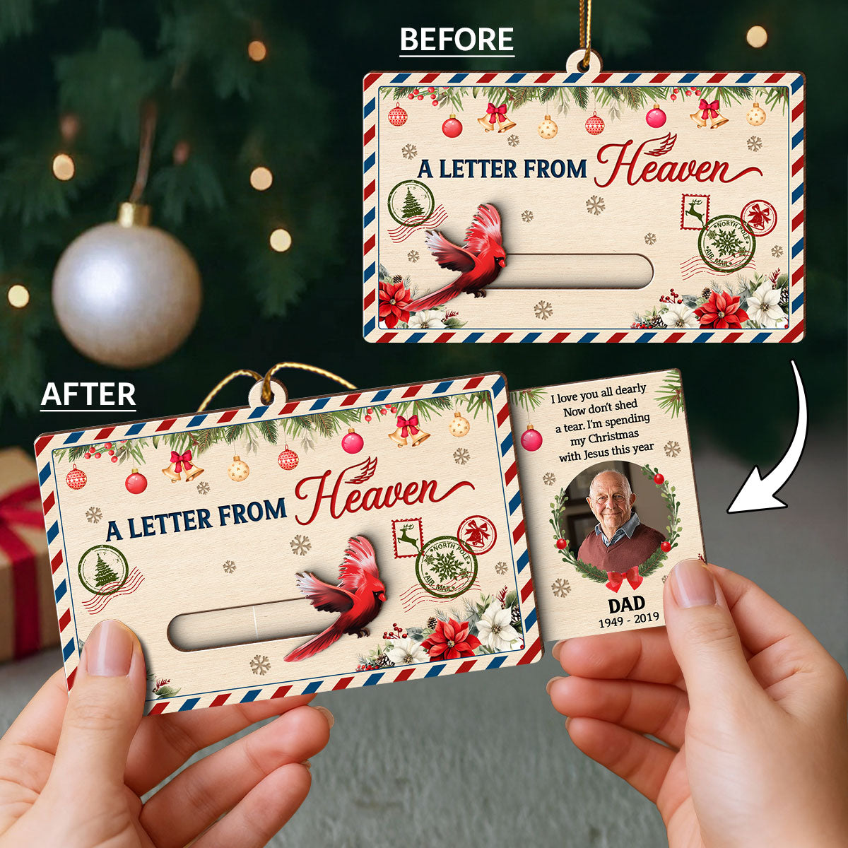 A Letter From Heaven Custom Photo - Personalized Slider Ornament - Meaningful Sympathy Gift Remembrance Keepsake