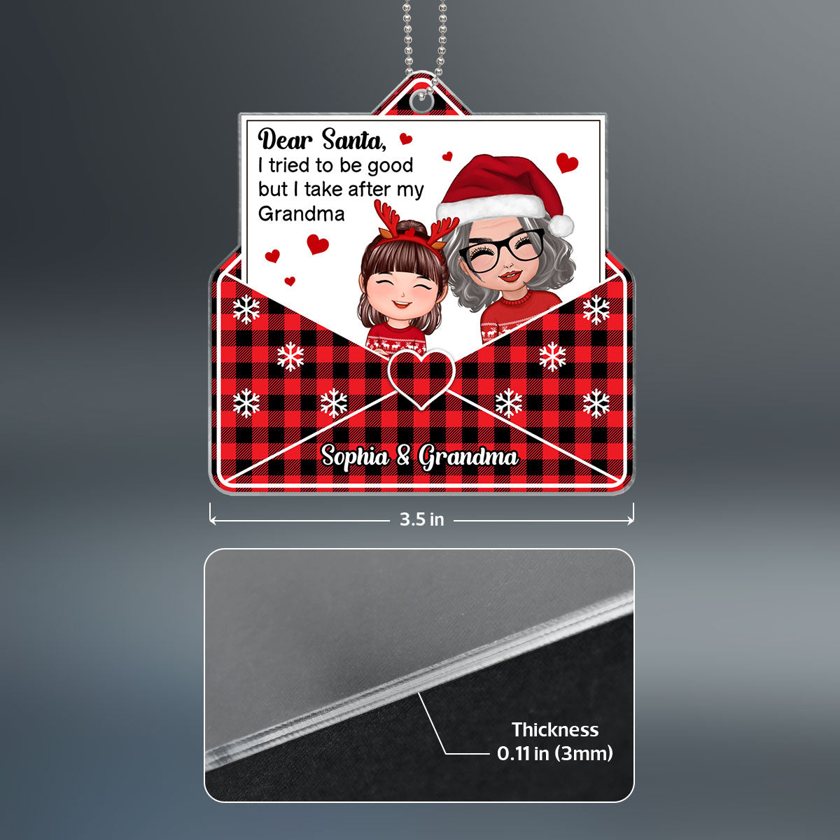 Doll Grandma Grandkid Crossed Arms Dear Santa I Tried To Be Good Personalized Acrylic Ornament