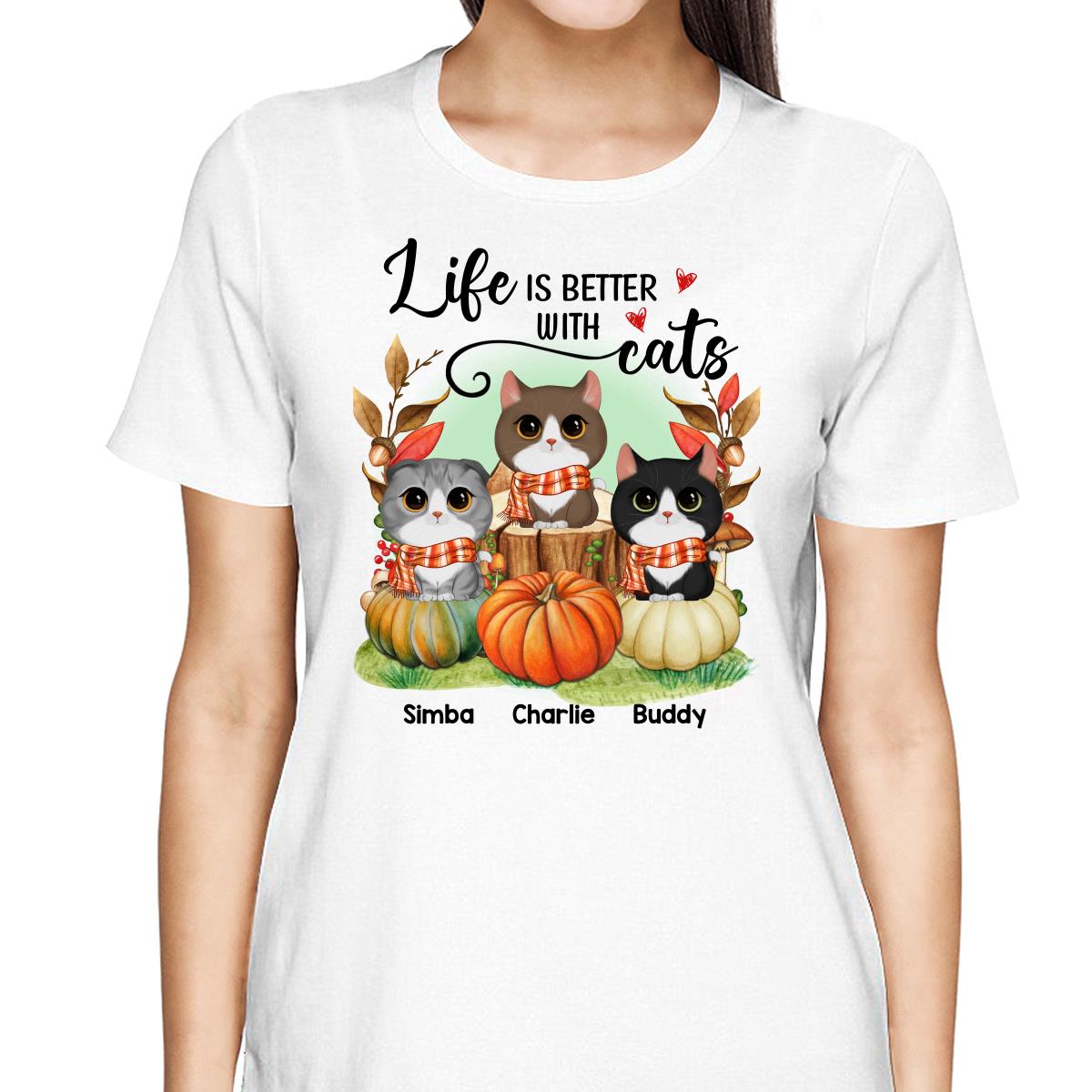 Life Is Better With Cats Fall Season Autumn Personalized Shirt