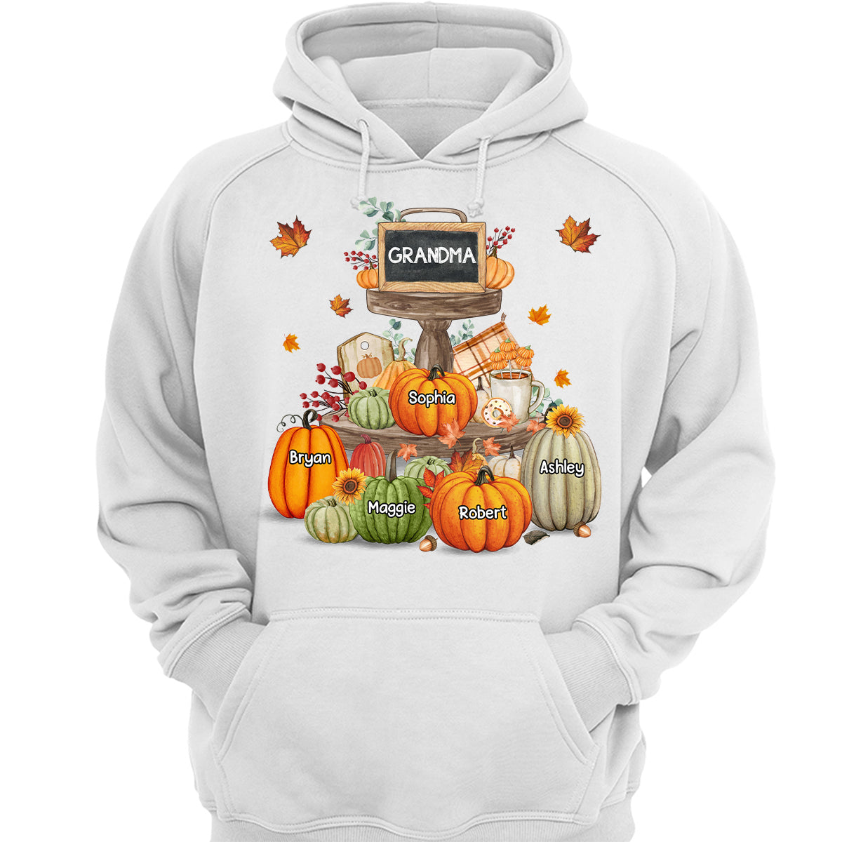 Pumpkins Tiered Tray Grandma Fall Season Personalized Shirt
