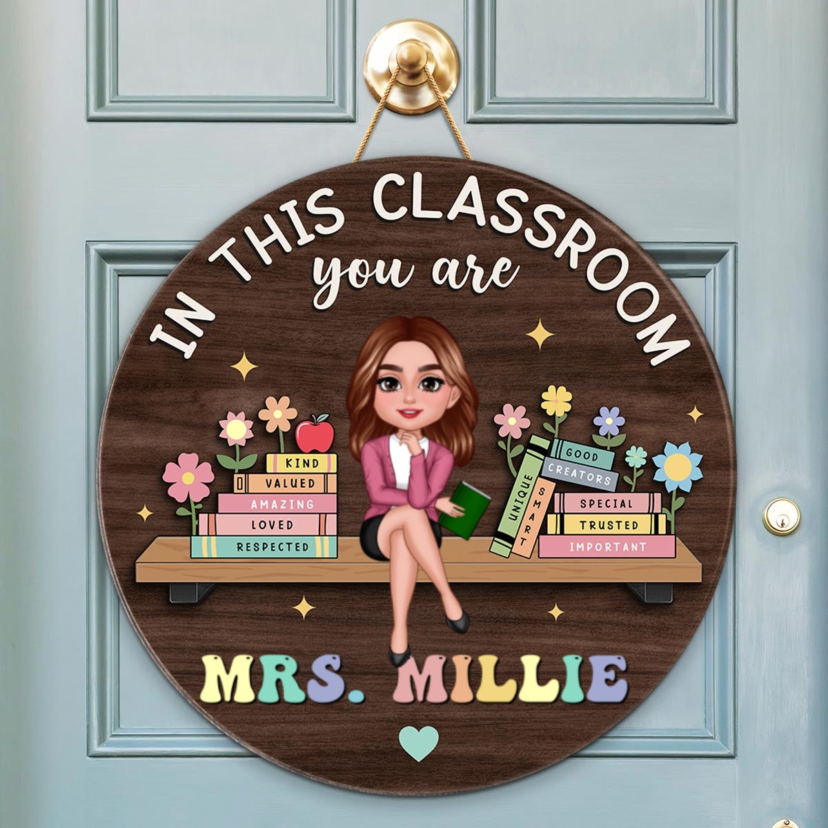 Custom Teacher 3D Personalized Door Hanger, In this Classroom You Are, Cute Teacher Door Sign, Back to School Gift