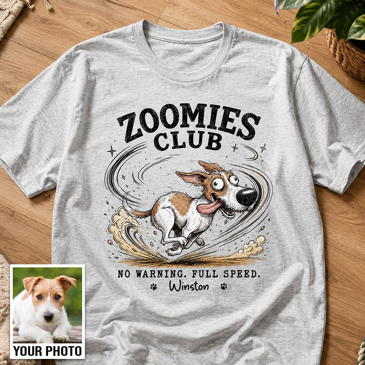 Zoomies Club Official Member Quirky Dog Portrait From Your Custom Pet Photo - Personalized Shirt - Funny Gift For Dog Cat Lover
