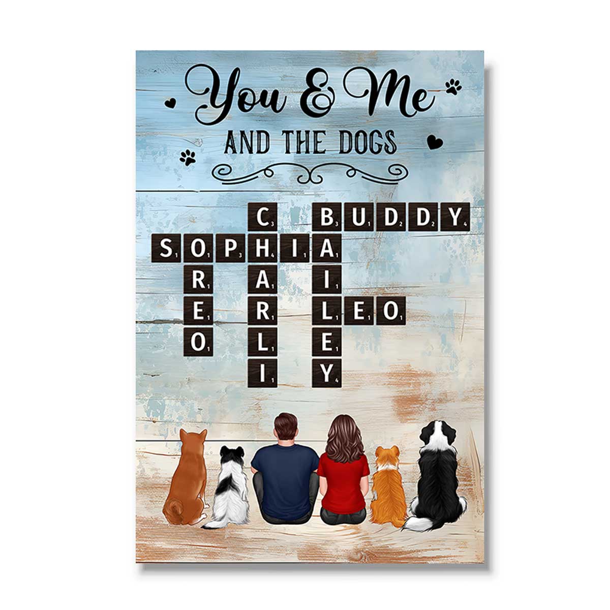 Home Filled With Love & Dog Hair Back View Couple & Dogs Personalized Poster