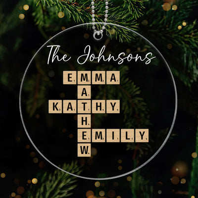 Family Crossword Puzzle Art - Personalized Acrylic Ornament