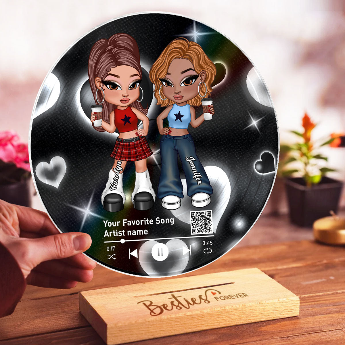 Personalized Vinyl Record with Photo, Favorite Song QR Code Acrylic Plaque, Anniversary Gift for Friends, Birthday Gift for Besties