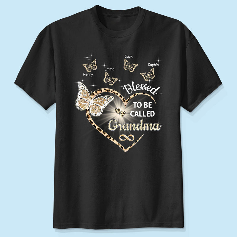 Heart Butterflies Grandma Leopard Personalized Shirt - TrendingCustom™️