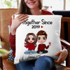 Doll Couple Sitting Gift For Him For Her Personalized Pillow (Insert Included)