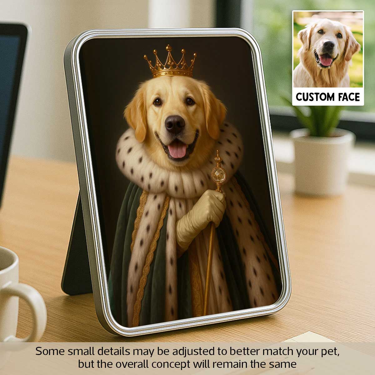 Cat Dog Pet Queen Portrait Custom Personalized Mirrored Picture Frame