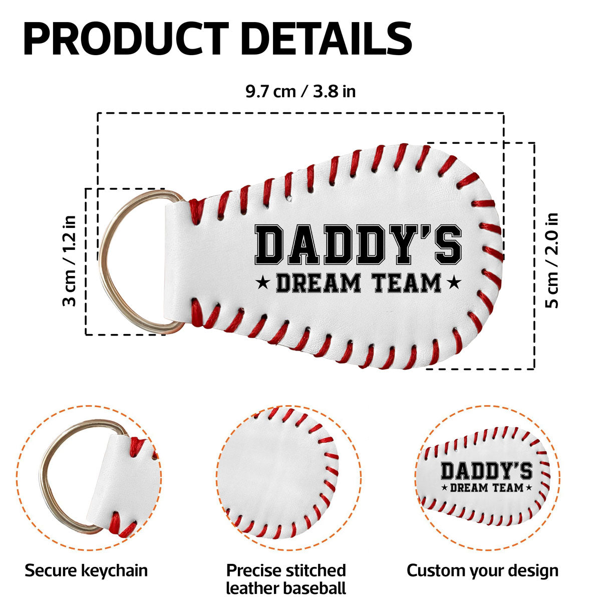 Baseball Family Team Unique Gift For Dad Mom Family Members Personalized Baseball Leather Keychain