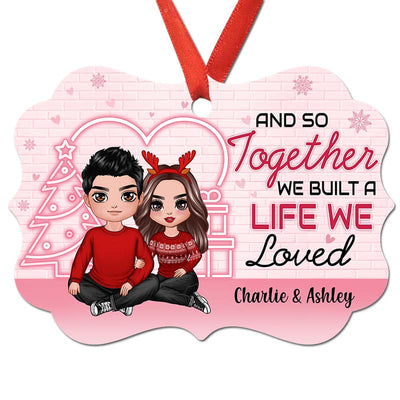Couple Pink Neon Personalized Christmas Ornament