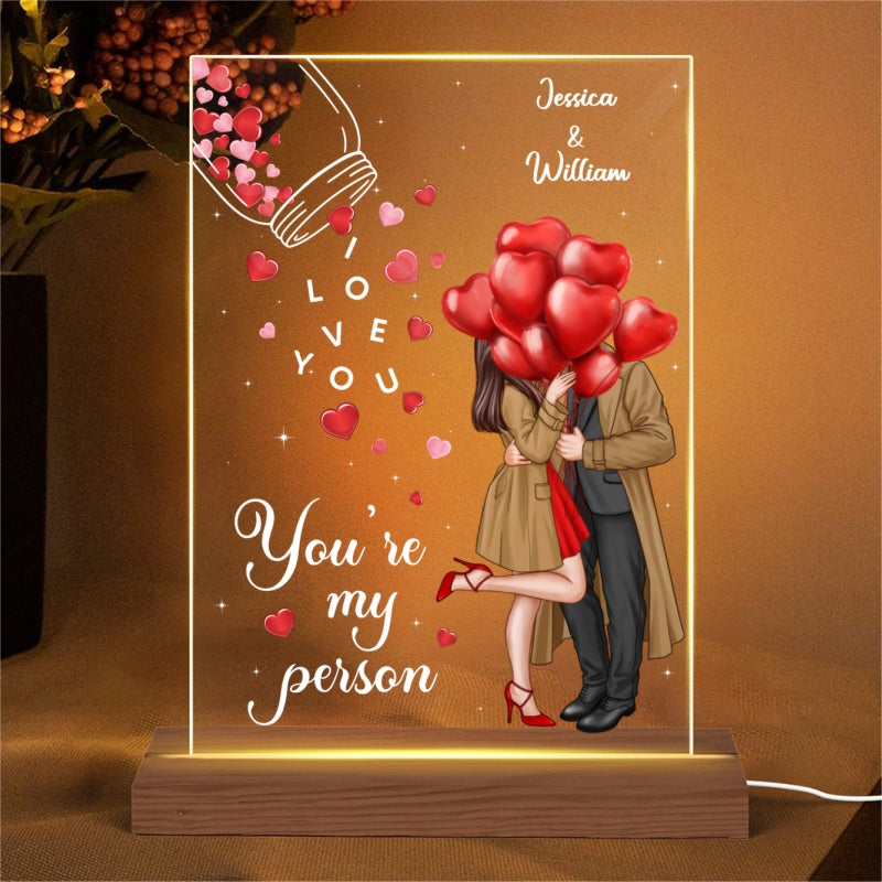 Jar Of Hearts Elegant Couple Personalized Rectangle Acrylic Plaque LED Night Light