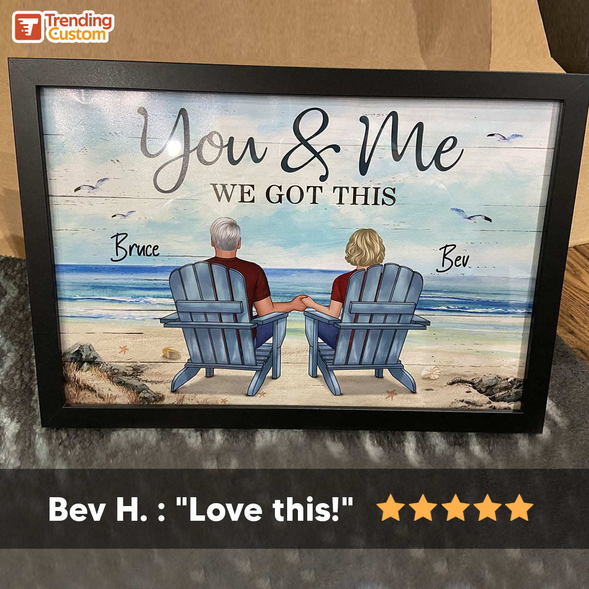 Couple Sitting Beach Landscape You & Me We Got This - Personalized Poster - Anniversary Gift For Him, Gift For Her