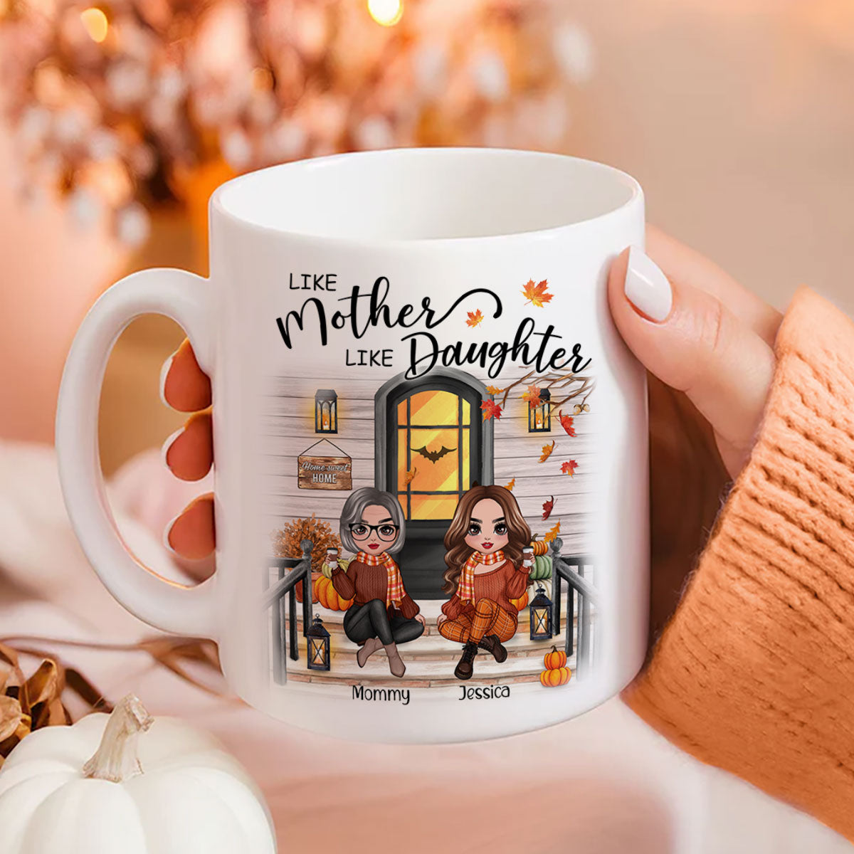 Fall Season Like Mother Like Daughter Front Porch Personalized Mug