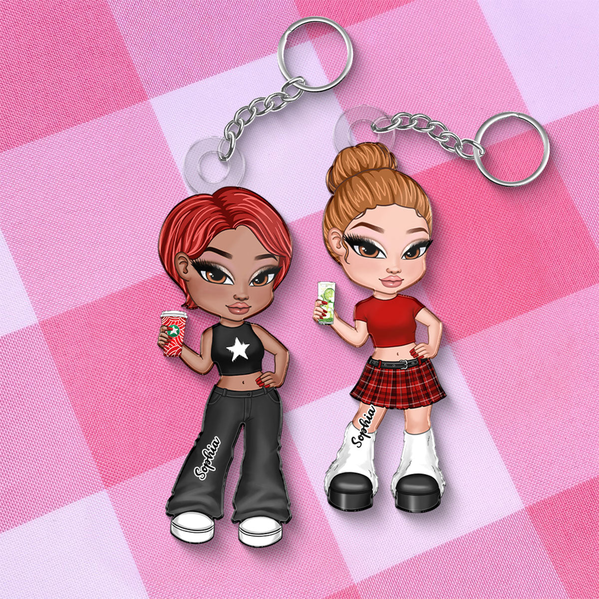 Y2K Fashion Girl Personalized Acrylic Keychain