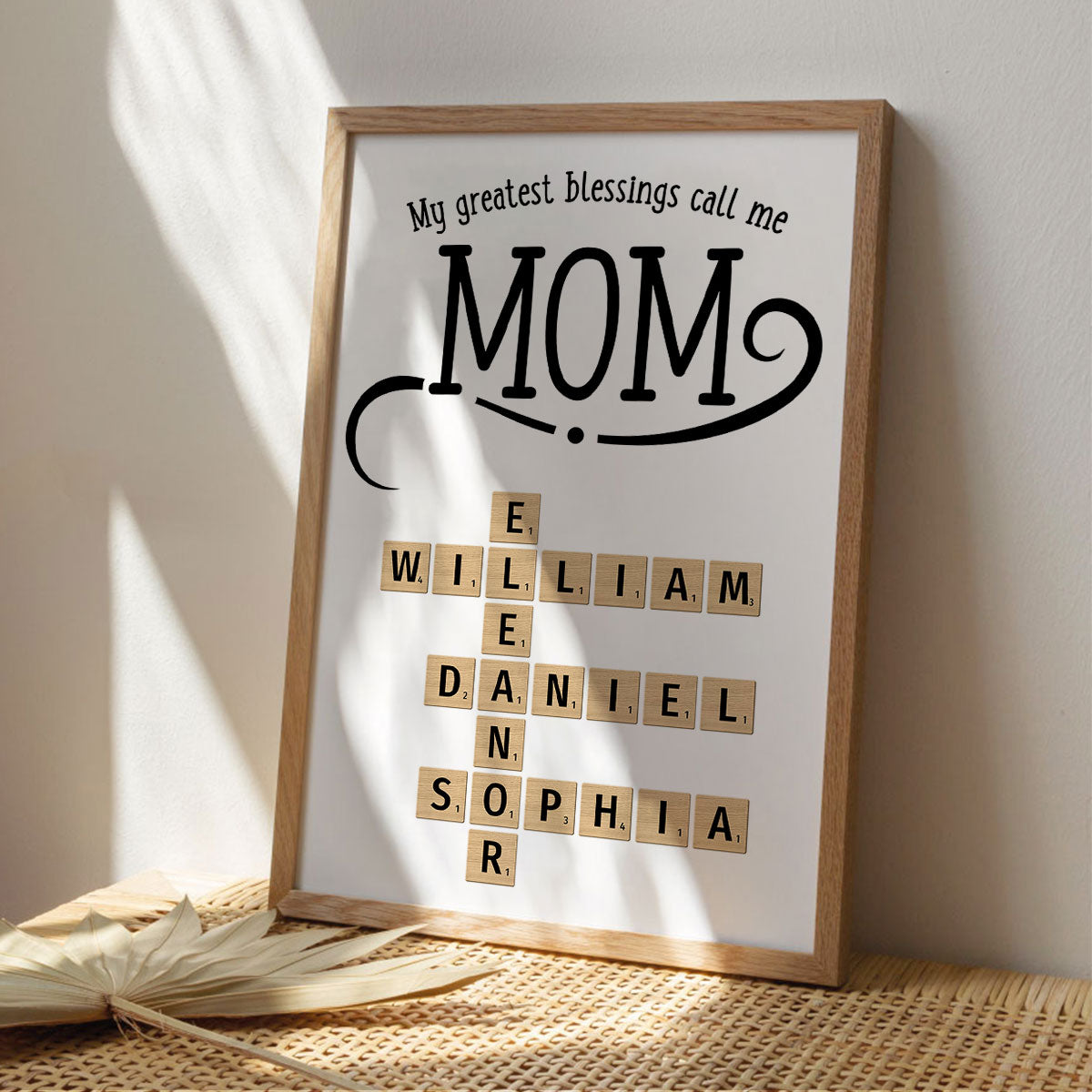 My Greatest Blessings Call Me Mom Grandma Personalized Poster, Crossword Puzzle Art, Gift for Mom Grandma