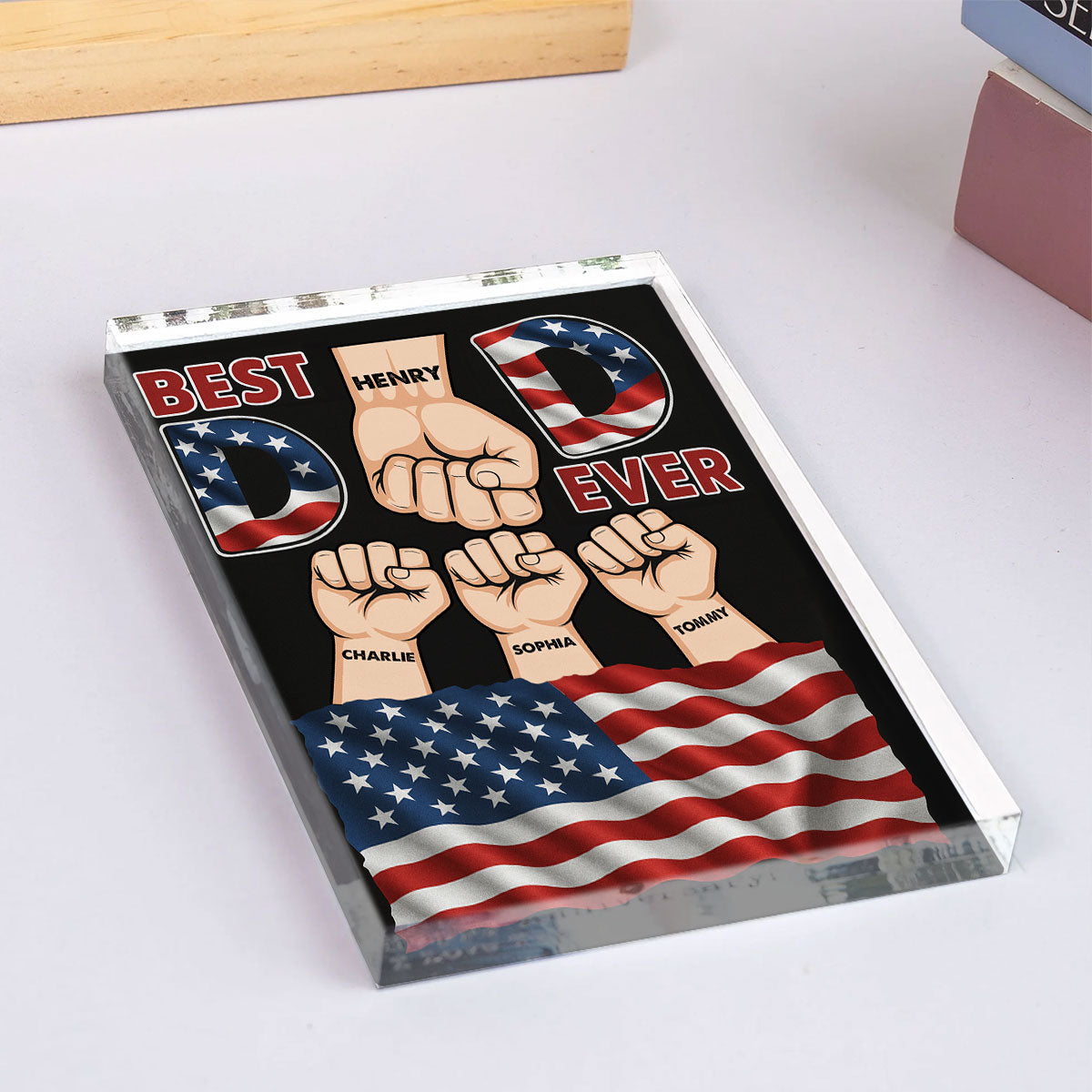 Best Dad Ever Nation Flag Personalized Acrylic Block Plaque, Father's Day Gift for Dad