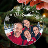 Photo Inserted Snow Background Family Christmas Personalized Acrylic Ornament