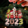 Christmas Tree Cake Family Sitting Crossed Legs Custom Face Photo Personalized Acrylic Ornament