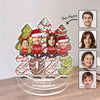 Christmas Tree Cake 2023 Family Sitting Crossed Legs Custom Face Photo Personalized Acrylic Shaking Stand