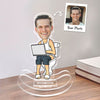 Man Doing His Business Funny Gift For Him, Gift For Colleagues Personalized Acrylic Shaking Stand