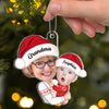 Doll Grandma Mom Hugging Kid Custom Face Photo Christmas Gift For Granddaughter Grandson Personalized Acrylic Ornament