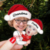 Doll Grandma Mom Hugging Kid Custom Face Photo Christmas Gift For Granddaughter Grandson Personalized Acrylic Ornament