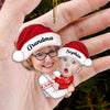 Doll Grandma Mom Hugging Kid Custom Face Photo Christmas Gift For Granddaughter Grandson Personalized Acrylic Ornament