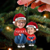 Grandma & Grandkid Custom Face Photo Christmas Gift For Granddaughter Grandson Personalized Acrylic Ornament