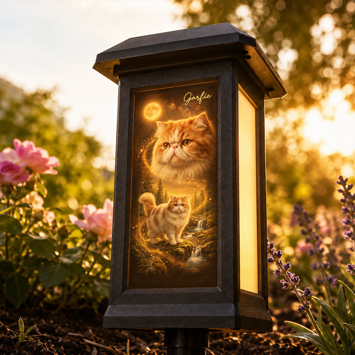 Dog Howling to the Moon - Personalized Solar Garden Light - Gift for Dog, Cat Lovers, Pet Memorial Gift