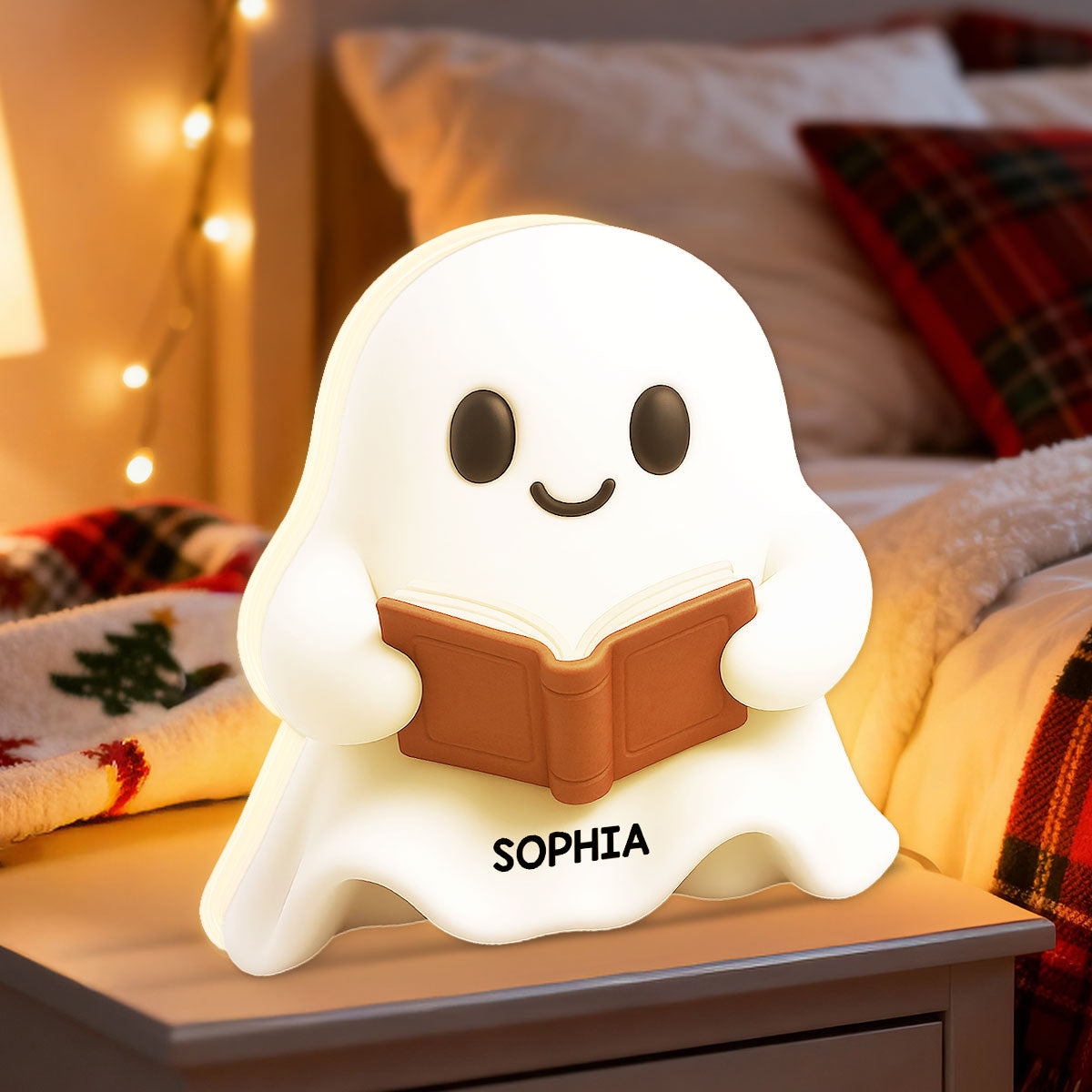 Halloween Boo Ghost Reading Book - Personalized Light Box - Gift For Book Lovers