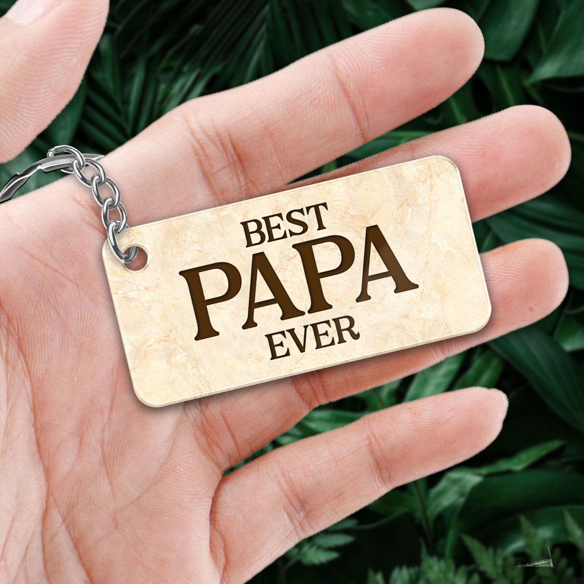 Best Papa Ever Back View Man Kids Dog Cat Personalized Acrylic Keychain